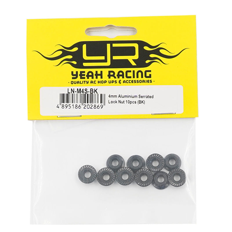 4mm Aluminium Serrated Lock Nut 10pcs (BK)