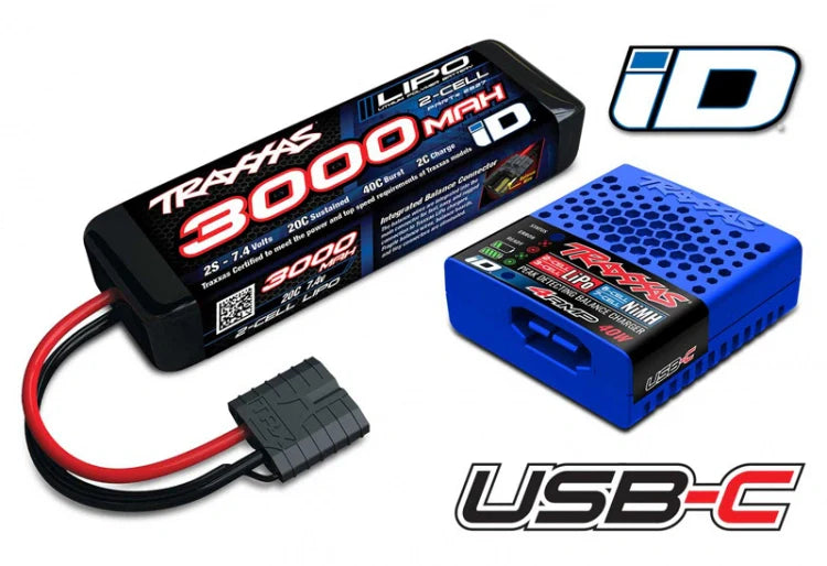 Traxxas USB-C Ladegerät und 2S 7.4V 3000mAh LiPo Akku Kombi - 2985-2S - RCXX - RC Racing Shop | RC Models | Tuning & Spare Parts for Professionals