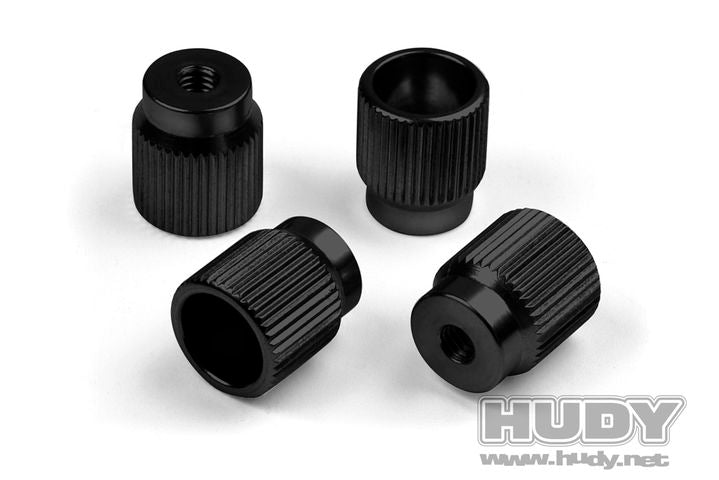 Hudy Aluminium Nuts for Setup Station 1/10 (4) BLACK - H109360 - RCXX - rc racing for professionals