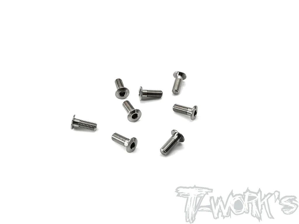 T-Works TSS-308LP 3x8mm 64 Titanium Hex Socket Head Low Profile Half Thread Screws (8) - RCXX - rc racing for professionals