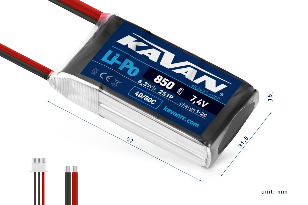 KAVAN Li-Po Akku 850mAh 7,4V 40/80C – KAV33.6000