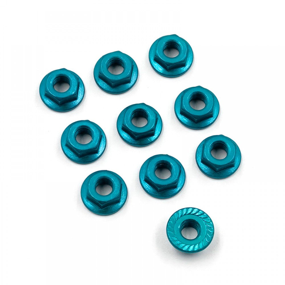 4mm Aluminium Serrated Lock Nut 10pcs (LB)