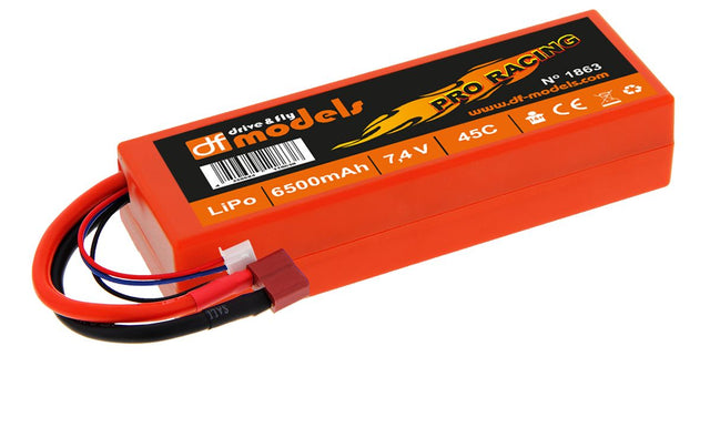 DF-Models Lipo Akku 2S - 7,4 Volt - 6500mAh, 45C - eckig - RCXX - rc racing for professionals