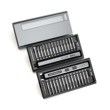 Arrowmax SES Mini Electric Screwdriver with Alu Case (28 in 1) Space Gray - AM-199911 - RCXX - RC Racing Shop | RC Models | Tuning & Spare Parts for Professionals