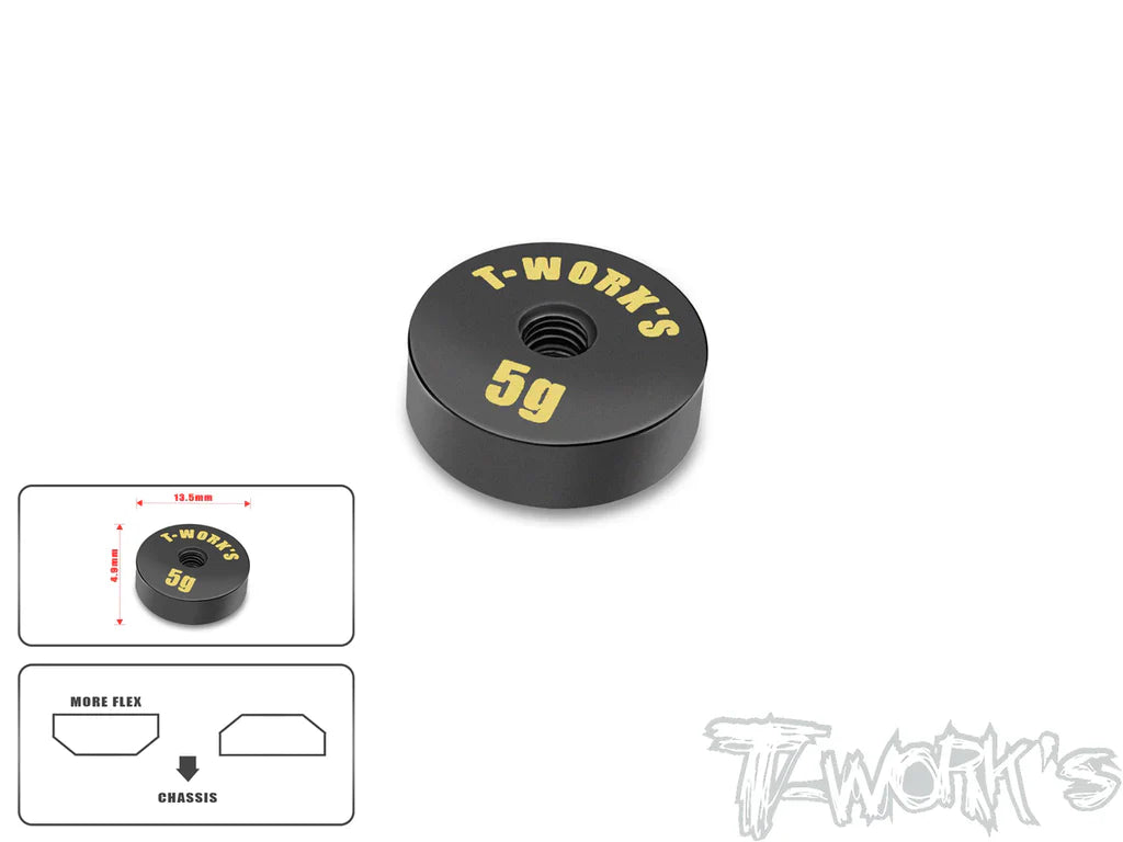 T-Works TA-066-M Anodized Precision Balancing Brass Weights 5g VERSION (1) 13.5x4.9mm - RCXX - rc racing for professionals