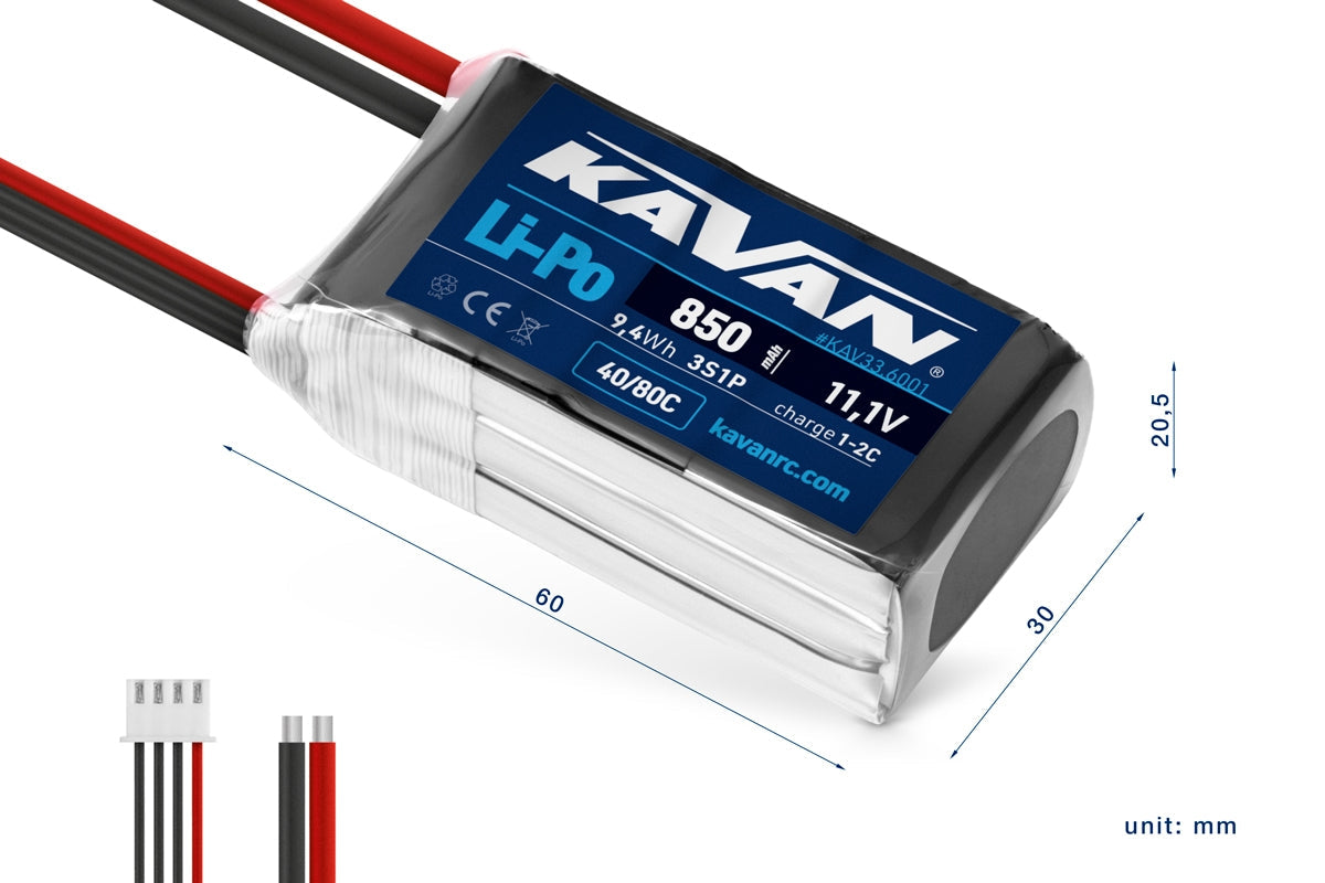 KAVAN Li-Po Akku 850mAh 11,1V 40/80C – KAV33.6001