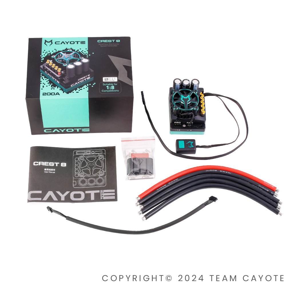 Cayote Racing CREST 8 Fahrtenregler ESC 1:8 200A - CA - CREST - 8 - Cayote - HOBBYSPECTER – RC Modelle, Tuning & Zubehör