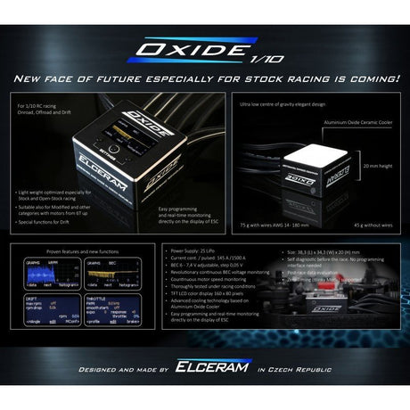 ELCERAM Oxide 1:10 Competition Brushless Stock Regler ESC - ELC008 - Elceram - HOBBYSPECTER – RC Modelle, Tuning & Zubehör