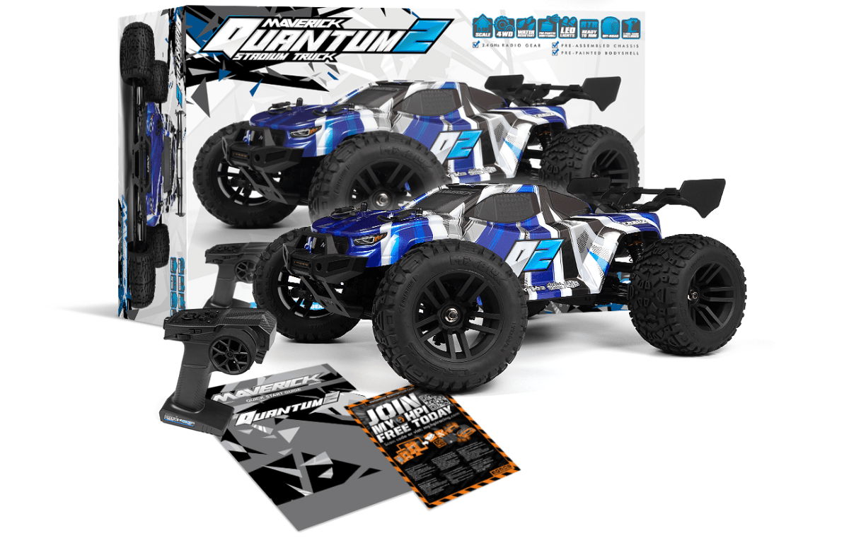 Maverick Quantum2 XT 1:10 Stadium Truck - Blau (Mit Radio, Batterie nicht enthalten) - MV150402 - hpi - HOBBYSPECTER – RC Modelle, Tuning & Zubehör